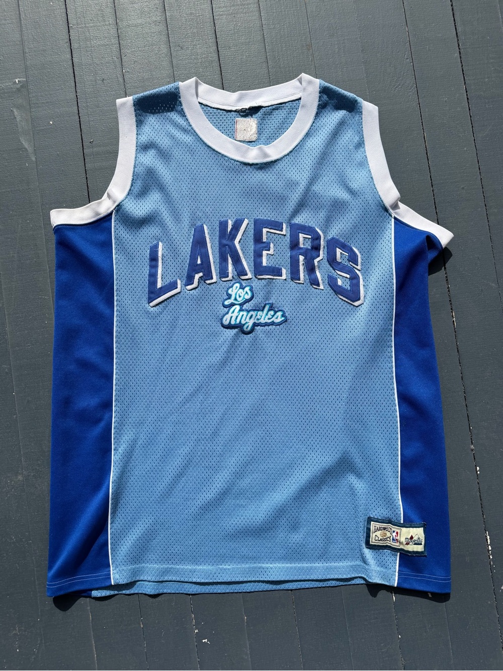 NBA HARDWOOD CLASSICS Los Angeles Lakers Light Blue & Royal Mesh Jersey